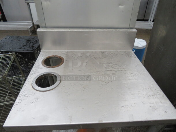 One Stainless Steel Table With Under Shelf And Back Splash On Casters. 2 Cutouts 4-1/4. 27X24X43. - Image 2 of 2