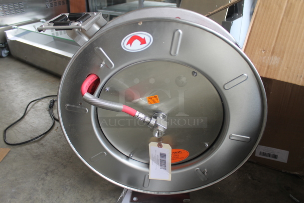 BRAND NEW IN BOX! Regency SSL808153 Open Powder-Coated Stainless Steel Hose Reel with 50' Hose. - Image 7 of 7