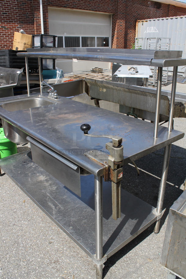 Stainless Steel Commercial Table w/ Sink Bay, Drawer, Over Shelf and Under Shelf. - Image 2 of 5