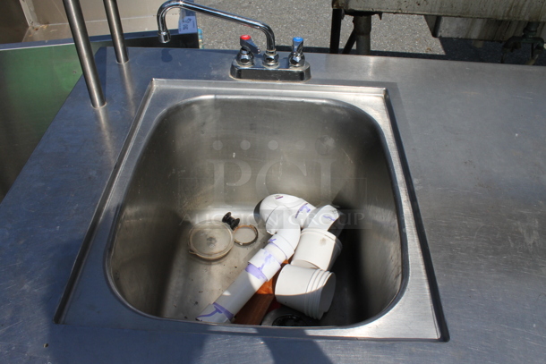 Stainless Steel Commercial Table w/ Sink Bay, Drawer, Over Shelf and Under Shelf. - Image 4 of 5