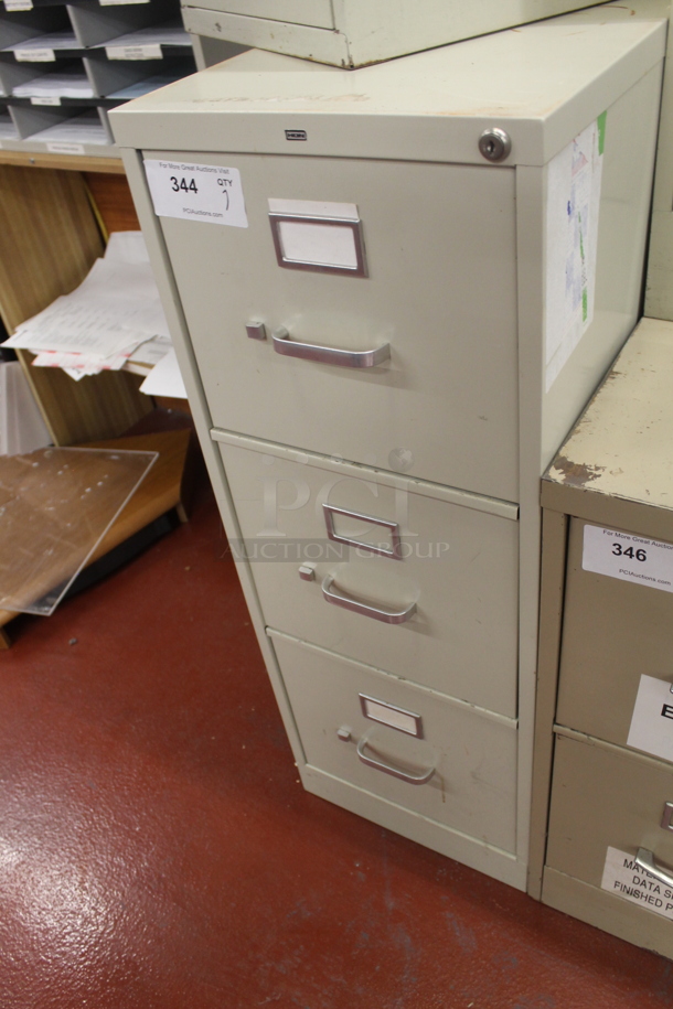 Tan Metal 3 Drawer Filing Cabinet. BUYER MUST REMOVE. - Image 3 of 4