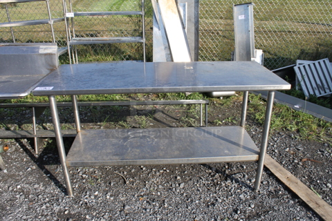 Stainless Steel Commercial Table w/ Under Shelf and Vegetable Slicer Mount.