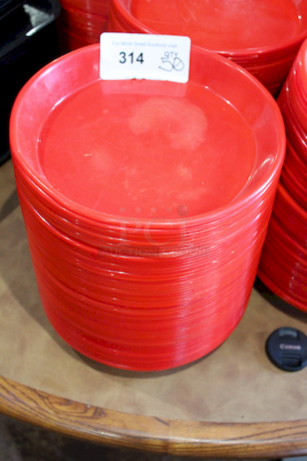 HUGE STACK! 11" Red Round Plastic Serving Platters. 
11x1-1/2
50x Your Bid - Image 3 of 3