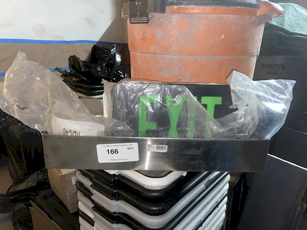 ALL NEW FOR ONE! 2 NEW Exit Signs, NEW Soap Dispenser, NEW Winco SPR-22S 22” Single Speed Rail - Image 1 of 4