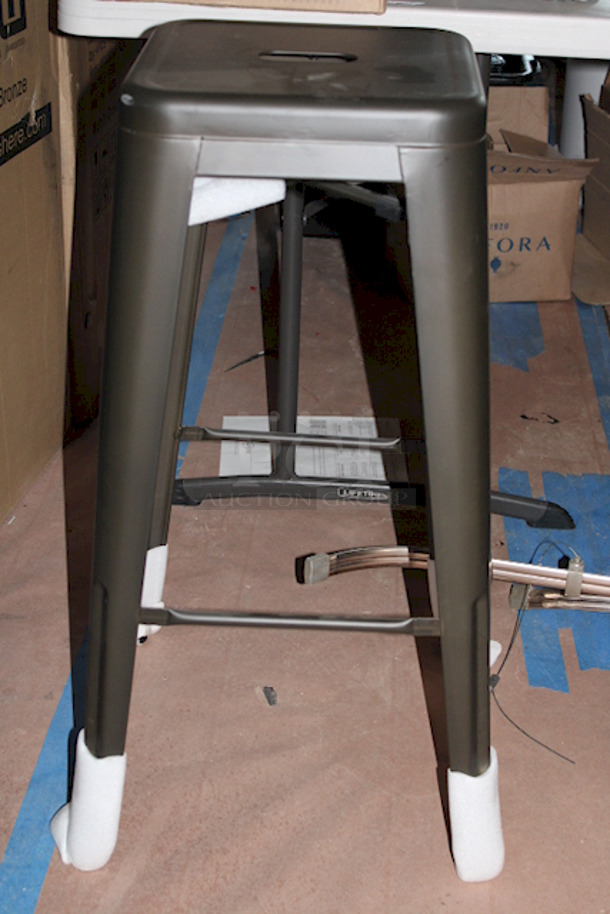 NEW,! Set of (4) FDW Metal TDS-430-Bronze Bar Stools , Counter Height, Stackable, Indoor Outdoor 16-1/2x16-1/2x30. 4x Your Bid - Image 5 of 7