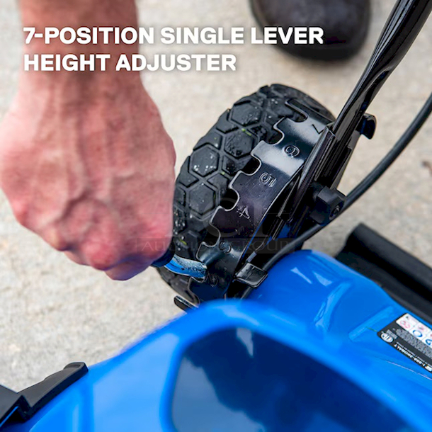 WAITING & READY TO ROLL! - Kobalt 40-volt 19-in Cordless Push Lawn Mower 4 Ah (1 Battery and Charger Included) - 19-in Steel Deck - 7-Position Single Lever Height Adjuster - 2-in-1 Easy Change Mulch and Side Discharge. - Image 8 of 12