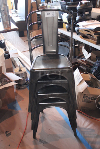 FDW Restaurant Dining Chairs, Indoor/Outdoor, Metal, 18 Inch Seat Height. 4x Your Bid