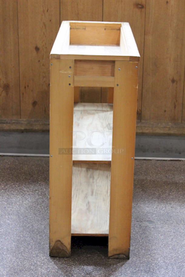 BEAUTIFUL! Wood Merchandisers. 
(2): 33-1/2x13-1/2x33-1/2
(1): 17-1/2x13x33-1/2
3x Your Bid - Image 9 of 10