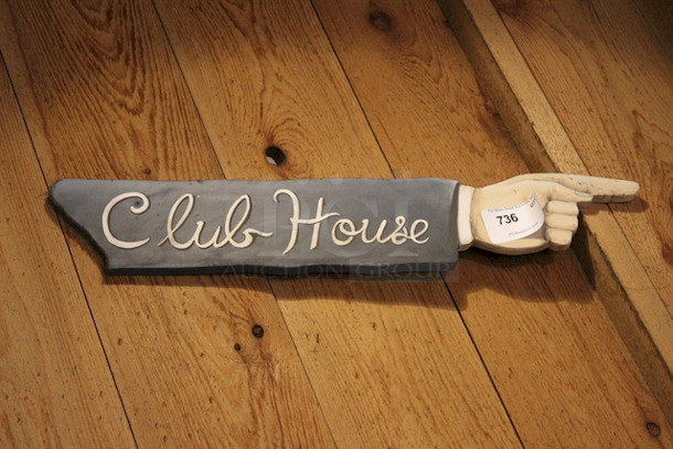 AWESOME! Sign Shaped Like An Arm With Hand, Points to The Right. 
33-1/2x8 - Image 1 of 1