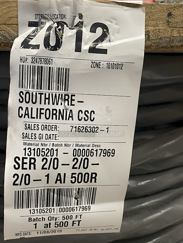 Huge Thimble of Wire. Southwire Model: 13105201 - SER 2/0 - 2/0-2/0 - 1 AI  - Image 3 of 6