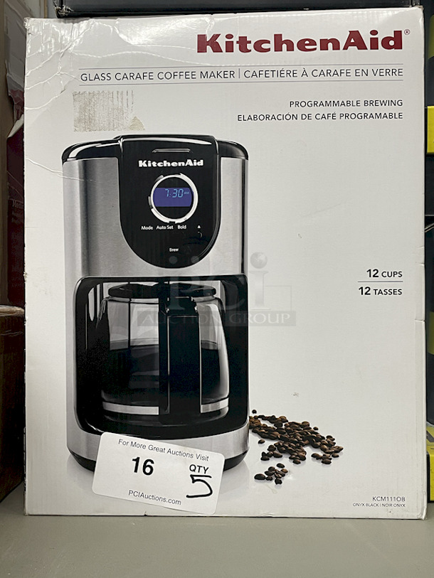 SWEET! (5) Piece Lot – [1] KitchenAid 12 Cup Glass Carafe Coffee Maker, [1] Home Water; [2] Zero Water 10-Cup Pitcher With Filter; [1] Farberware 3-Liter Filter Fryer.  - Image 2 of 5