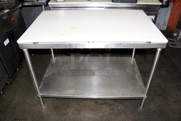 HEAVY DUTY! Stainless Steel Table With Full Size Cutting Board and Under-Shelf. Aprox. 48x30x34 - Image 4 of 4