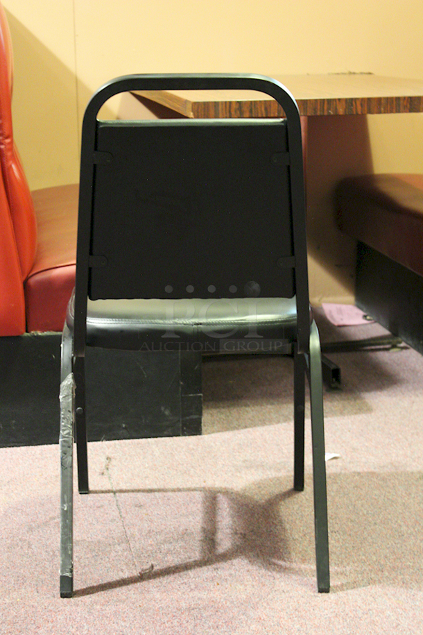 LIKE NEW! Metal Frame Cushioned ed Banquet Dining Chairs, Black, Stackable.  17-1/2x19-1/2x33. 3x Your Bid - Image 4 of 5