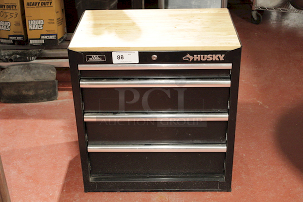 Husky 4 Drawer Tool Chest With Wood Work Top, On Casters - Image 3 of 3
