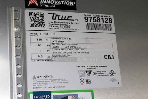 True T-49F-HC 54" Two Section Reach In Freezer, (2) Solid Right Hinged Doors, 115 V/60 Hz/1 ph, with 9-ft. NEMA 5-15P plug Tested. In working Order.
 - Image 3 of 7
