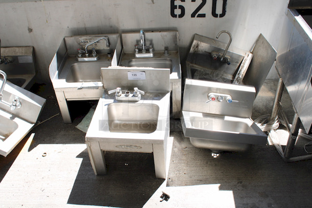 STOCK YOUR ENTIRE LOCATION! Lot Of (5) Goose Neck Hand Sinks. 5x Your Bid