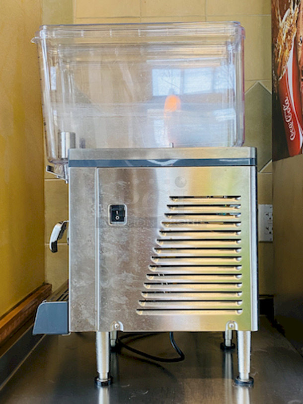 BEAUTIFUL! Crathco CS-2E/1D-16 Refrigerated Drink Dispenser w/ (2) 2.4 gal Bowls, Pre Mix, 120v. 

Product Details

(2) 2.4-gal. bowls
Clear plastic bowls merchandise the beverages by providing visibility
Bowls can be removed for thorough cleaning
Agitators that spin in the bottom of the bowls keep product mixed
9-in. cup clearances
Temperature holding range: 35-41 degrees F
Heavy-duty, corrosion-resistant stainless steel base
Bottom air intake with exhaust at the back
Fewer removable parts than most other models to ease cleaning
4-in. legs
cULus listed; NSF certified - Image 3 of 5