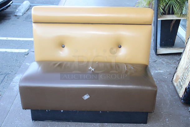 NICE! Wood Framed Brown & Tan Padded Booth Seat. 45x26x36-1/2 - Image 1 of 5