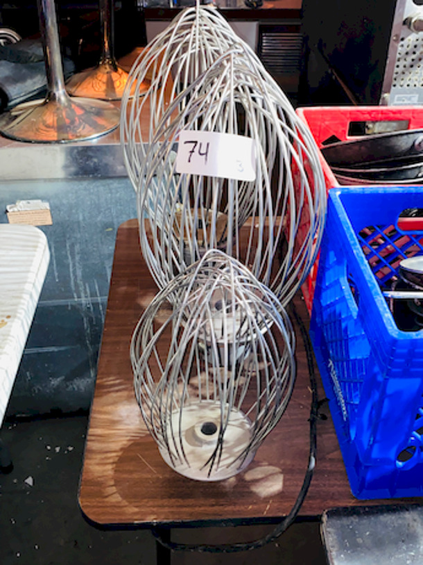 SWEET! Set of 3 Hobart Stainless Steel Wire Whips. Includes: (2) 60qt, (1) 20 qt. 

3x Your Bid