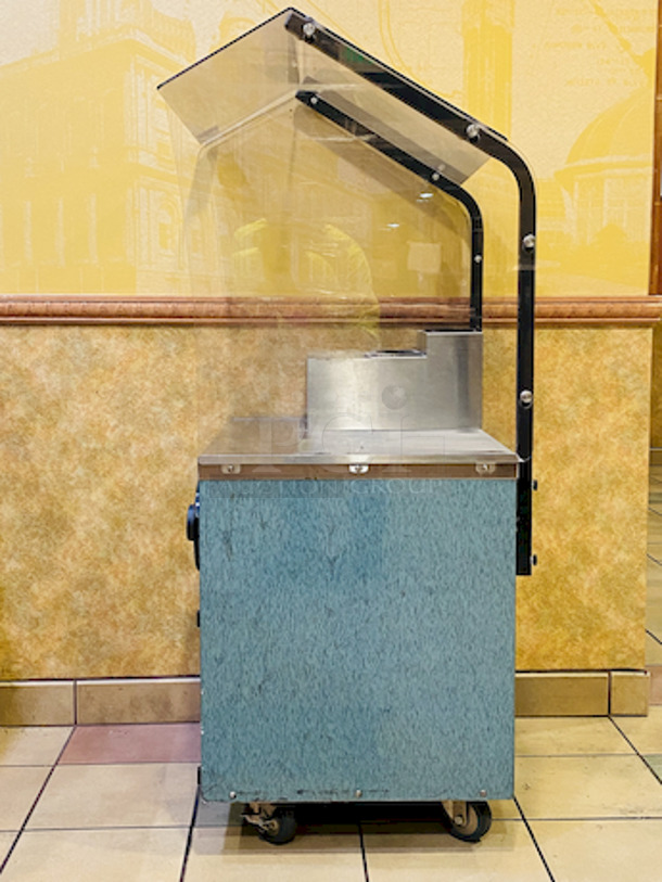 BEAUTIFUL! Soup Station With Sneeze Guard, San Jamar Soup Bowl Holders, Under Counter Storage, Condiment Holders, On Commercial Casters.  - Image 4 of 8