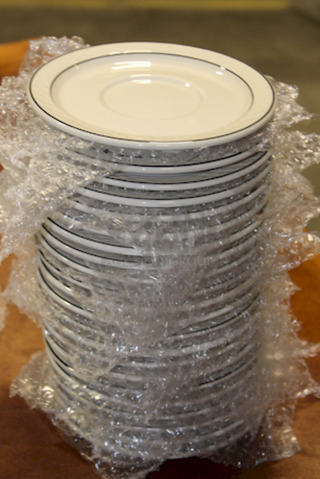 NEW! Sterling China 6" Saucers Dishes, Rimmed. 25x Your Bid