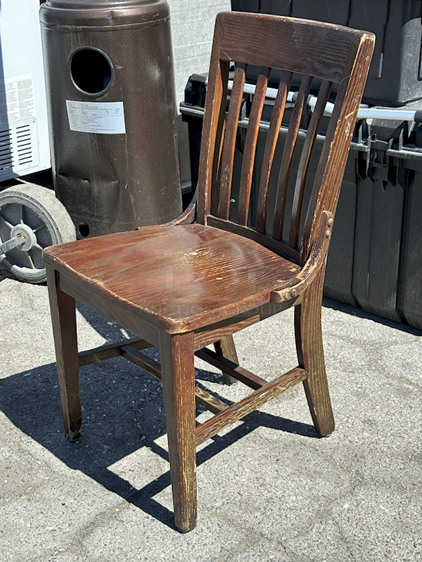 SOLID WOOD! Dining Chairs - Vertical Slat School House Style. 8x Your Bid - Image 4 of 7