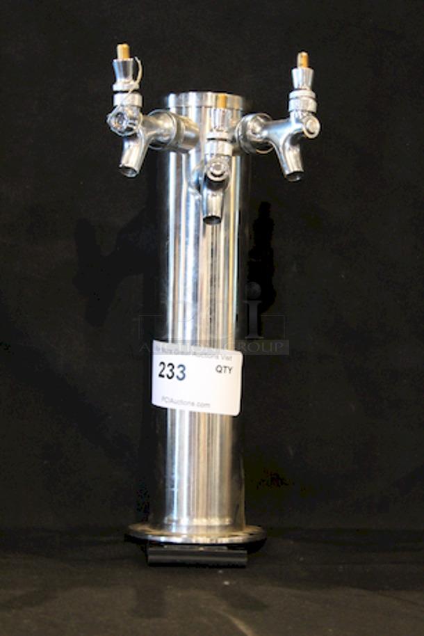 AWESOME! Draft Beer Tower - Stainless Steel - 3" Column - 3 Faucets - Image 1 of 3