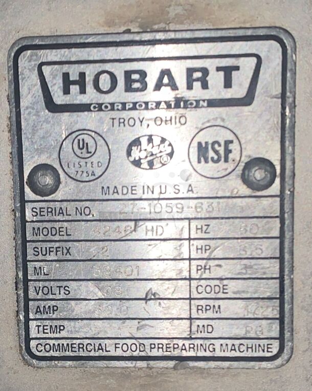 Hobart Meat Grinder Model 4246HD
 - Image 7 of 7