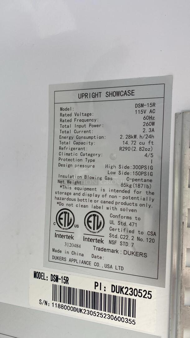 Dukers Commercial Single Glass Door Merchandiser Refrigerator - Image 6 of 6