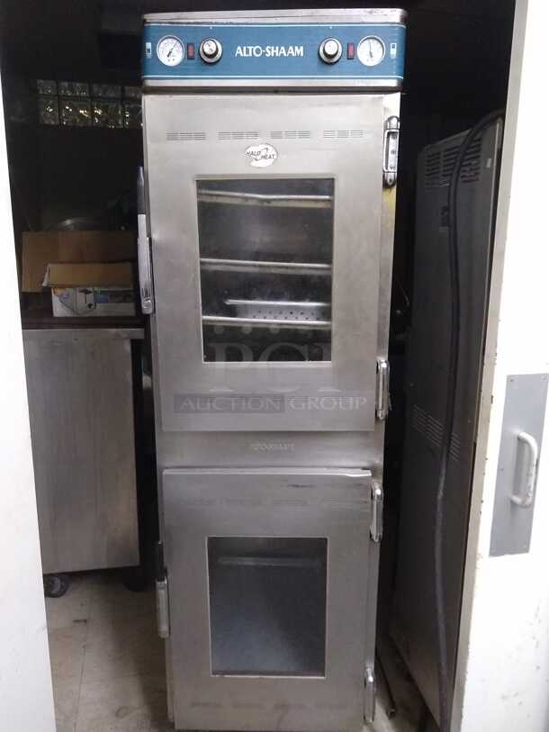 Alto-Shaam 1000-UP/P Mobile 8 Pan Dutch Door Low Temperature Holding / Proofing Cabinet with Window Doors

 - Image 1 of 4