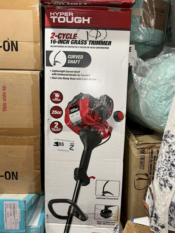 Hyper Tough 2-Cycle 16-Inch Grass Trimmer, Curved Shaft, Gas Powered, 25 CC. 2x your bid.  - Image 1 of 2