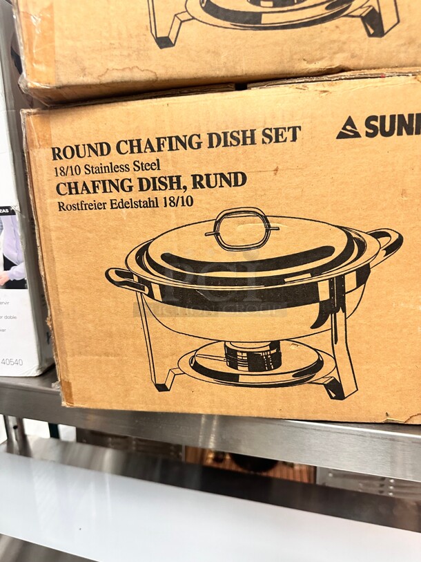 New! SUNNEX STAINLESS STEEL ROUND CHAFING DISH SET 18/10  - Image 4 of 6