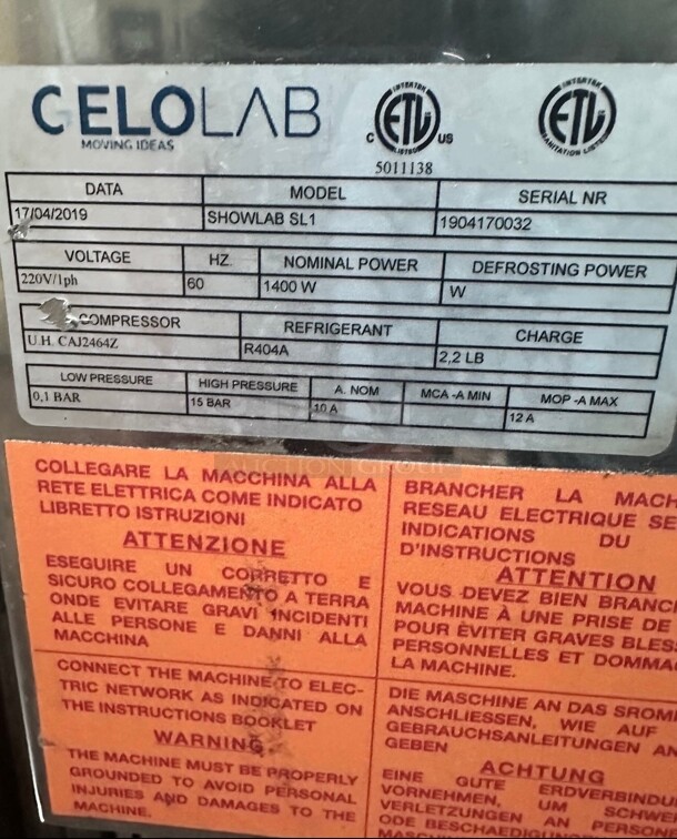 Gelo SHOWLAB - SL1 Batch Freezer 220 Volt Working - Image 8 of 8