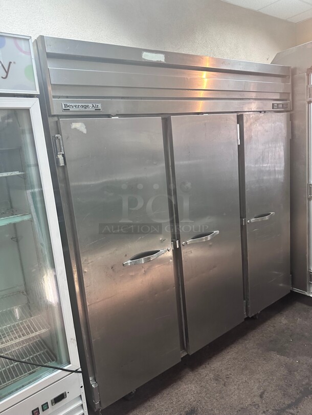Certified Working Beverage Air PR74-1AS 78 inch Three Section Reach In Refrigerator, (3) Left/Right Hinge Solid Doors, 115v NSF - Image 2 of 6