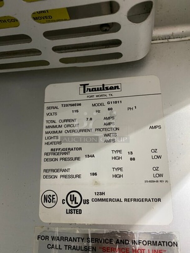 COOL! Traulsen Commercial Single Door Reach In Cooler Merchandiser! With View Through Door! Racks! All Stainless Steel! On Casters! Model: G11011 SN: T23758E06 115V 60HZ 1 Phase - Image 7 of 9