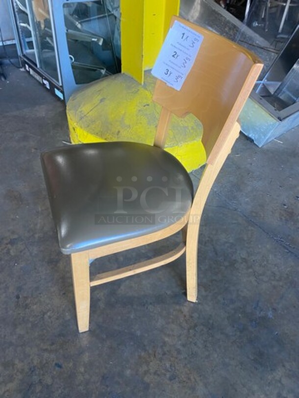 Grey Cushioned Chairs! With Brown Wooden Body! 3x Your Bid! - Image 2 of 6