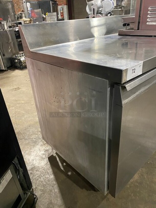 Continental Commercial Worktop/ Lowboy Cooler! With Backsplash! With 3 Door Refrigerated Storage Space Underneath! With Poly Coated Racks! All Stainless Steel! Model: SW72BS SN: 14655428 115V 60HZ 1 Phase - Image 2 of 8