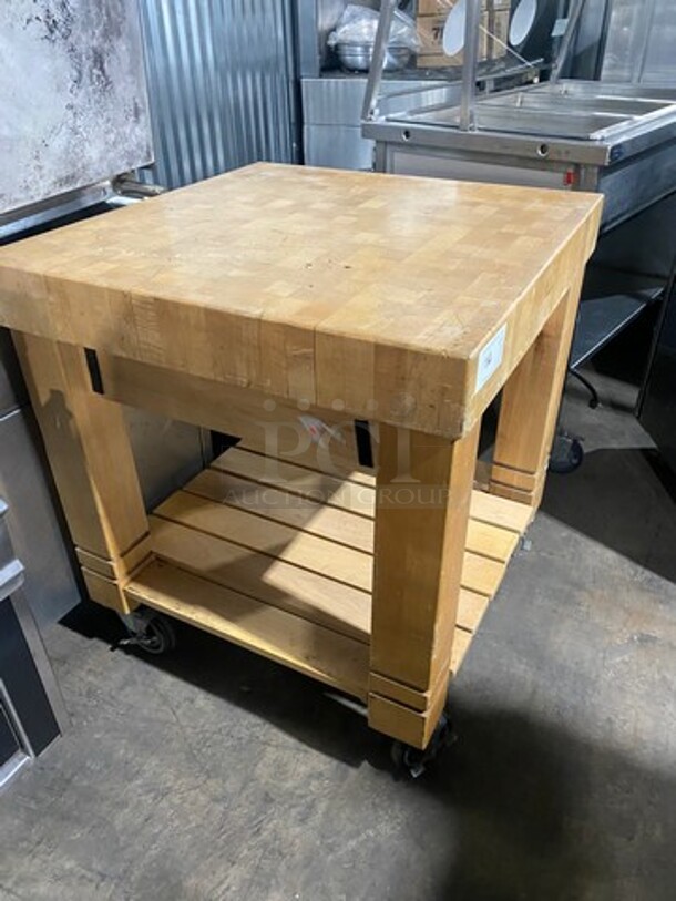Boos Block Commercial Butcher Block Table! With Storage Space Underneath! On Casters! - Image 2 of 9