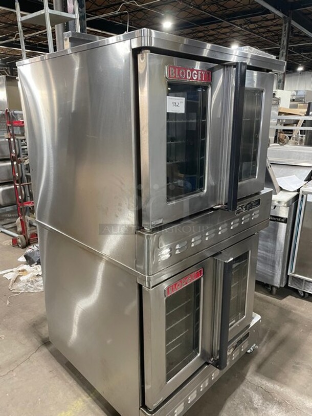 NICE! Blodgett Commercial Natural Gas Powered Double Stacked Convection Oven! All Stainless Steel! With Metal Oven Racks! On Casters! 115V 1 Phase! Model: DFG-100/200 W/COOK! 2X Your Bid, Makes One Unit!  - Image 2 of 12