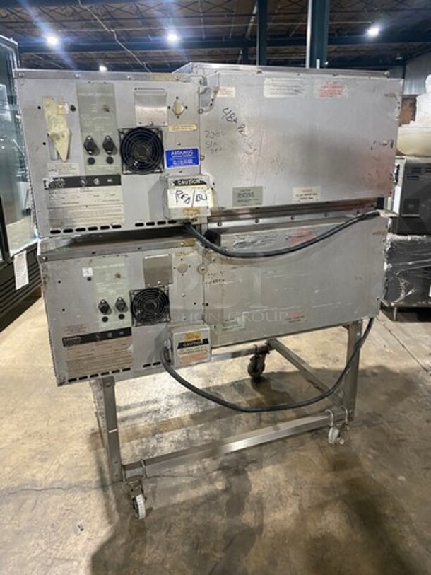 GREAT! Lincoln Commercial Electric Powered Double Deck Conveyor Pizza Oven! All Stainless Steel! On Casters! 2x Your Bid Makes One Unit! Model: 1130000A SN: 2024836 208V 60HZ 1 Phase - Image 4 of 10
