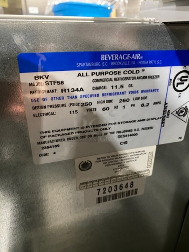 GREAT! NEW! NEVER USED! SCRATCH-N-DENT! Beverage Air Commercial Refrigerated Milk Cooler! With Dual Side Access Doors! Stainless Steel Body! On Casters! Model: STF58 SN: 7203648 115V 60HZ 1 Phase - Image 6 of 8