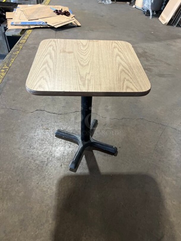 Square Wooden Pattern Table! With Metal Pedestal Base! 3x Your Bid - Image 1 of 5