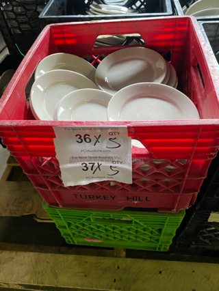 DAD 6" White Ceramic Plates! 5x Your Bid! Includes Poly Crates!
