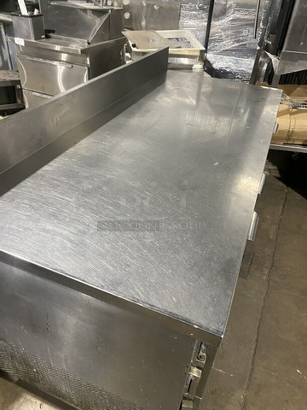 Custom Cool Refrigerated Lowboy/Worktop Cooler! With Raised Back Splash! All Stainless Steel! With 3 Door Cold Storage Underneath! 115V 1Phase! On Casters!  - Image 7 of 10