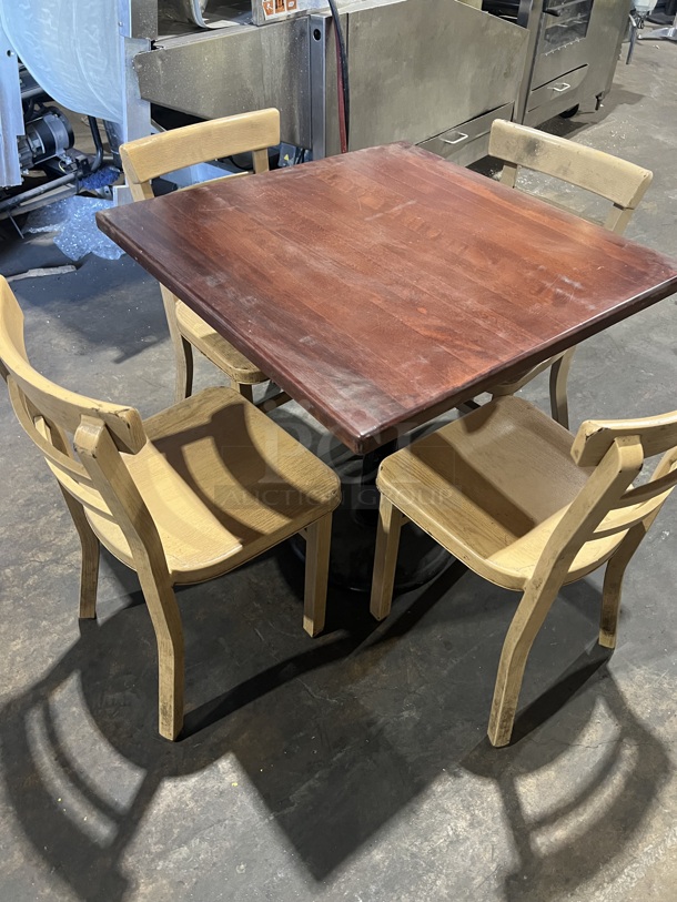 Nice! ALL ONE MONEY! Heavy Duty Full Solid Mohagany Wood Dining Table! With 4 Metal Ladder Back Dining Chairs!     - Image 3 of 6