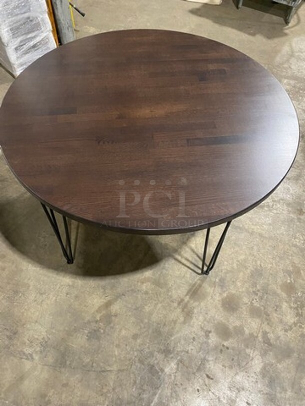 Brand New! Red Oak 48 Inch Round 1.5" Thick BUTCHER BLOCK Style Walnut Finish Dining Table! On Heavy Duty Metal Legs!  - Image 4 of 9