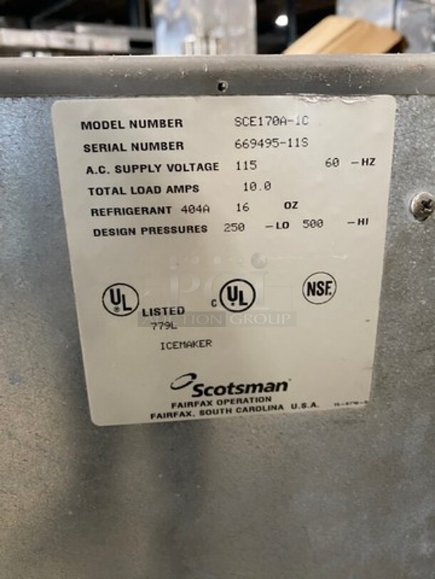 Scotsman Commercial Undercounter Ice Maker Machine! On Legs! Model: SCE170A1C SN: 66949511S 115V 60HZ 1 Phase - Image 5 of 7