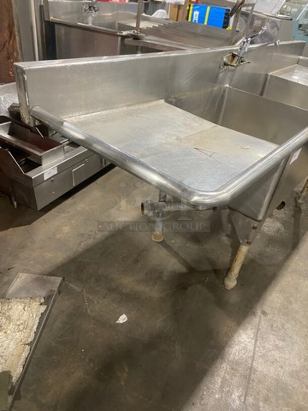 Commercial 2 Compartment Dish Washing Sink! With Dual Side Drain Board! With Back Splash! All Stainless Steel! On Legs! - Image 2 of 10