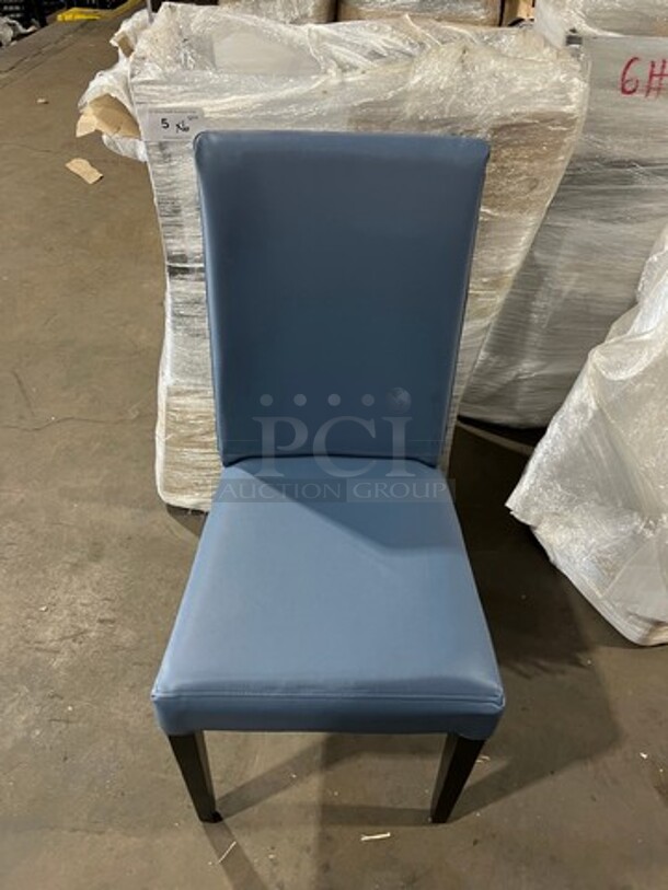 BRAND NEW! Blue Cushioned Chairs! With Wooden Legs! 6x Your Bid!