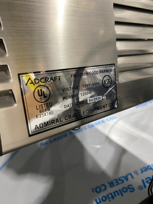 NEW! IN THE BOX! LATE MODEL! 2020 Adcraft Commercial Countertop Single Well Food Warmer! All Stainless Steel! Model: FW1200W 120V - Image 6 of 9